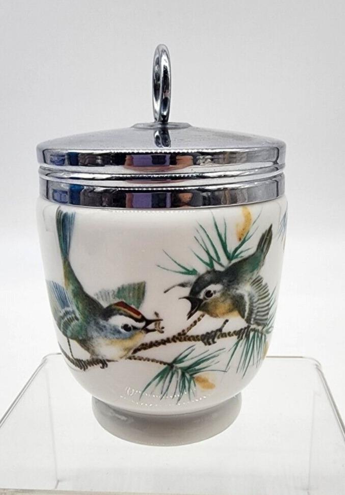 Vintage Bird Royal Worcester  Ceramic Porcelain Jar Egg Coddler With Lid 