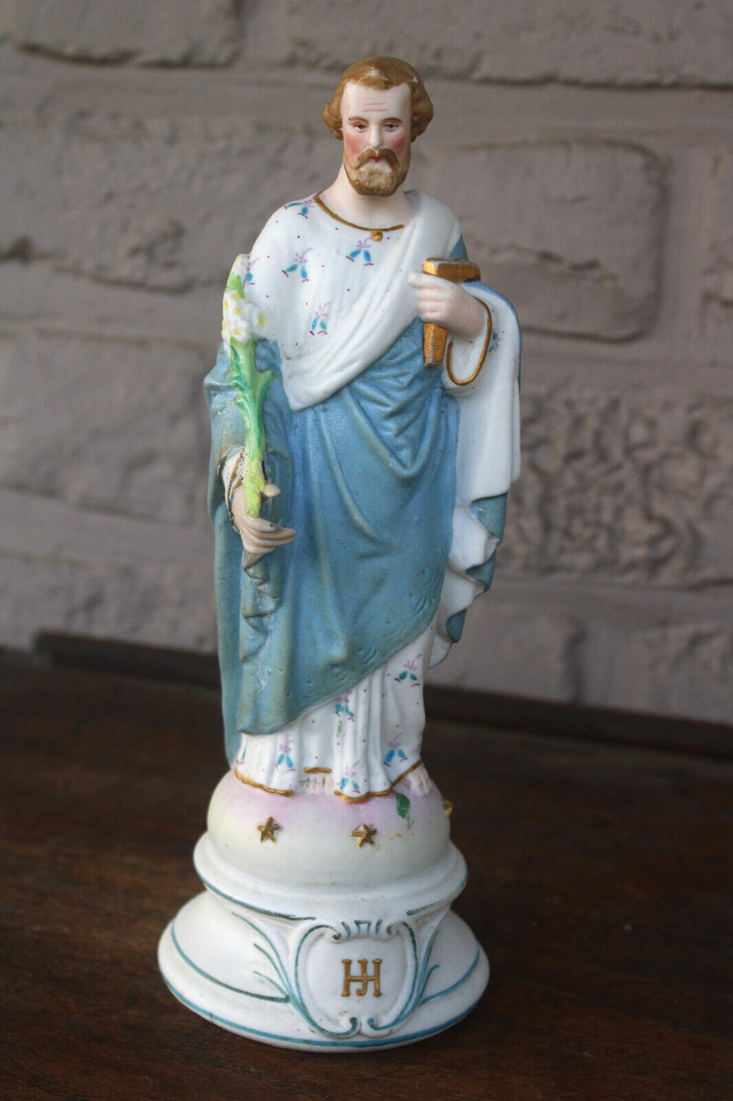 Antique bisque porcelain  saint joseph figurine statue