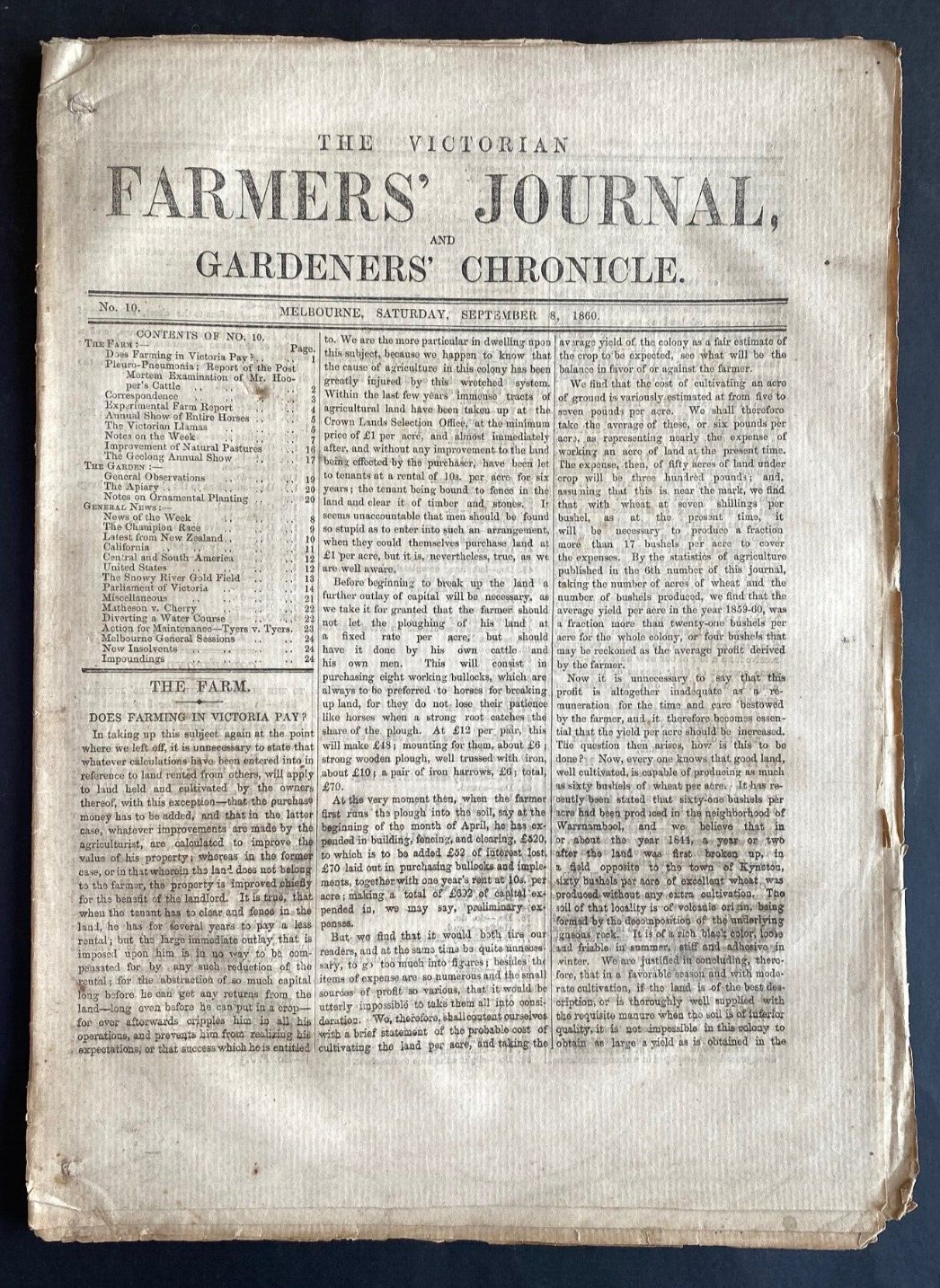 1860 1st VERY EARLY VICTORIA NEWSPAPER, ORIGINAL, FREE EXPRESS AUST