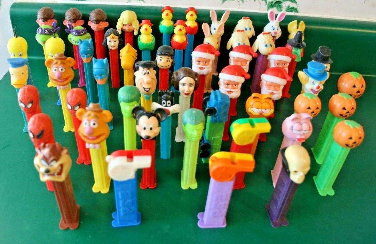 GREAT LOT Of 56 PEZ VINTAGE CANDY DISPENSERS  MANY CHARACTERS and HOLIDAY