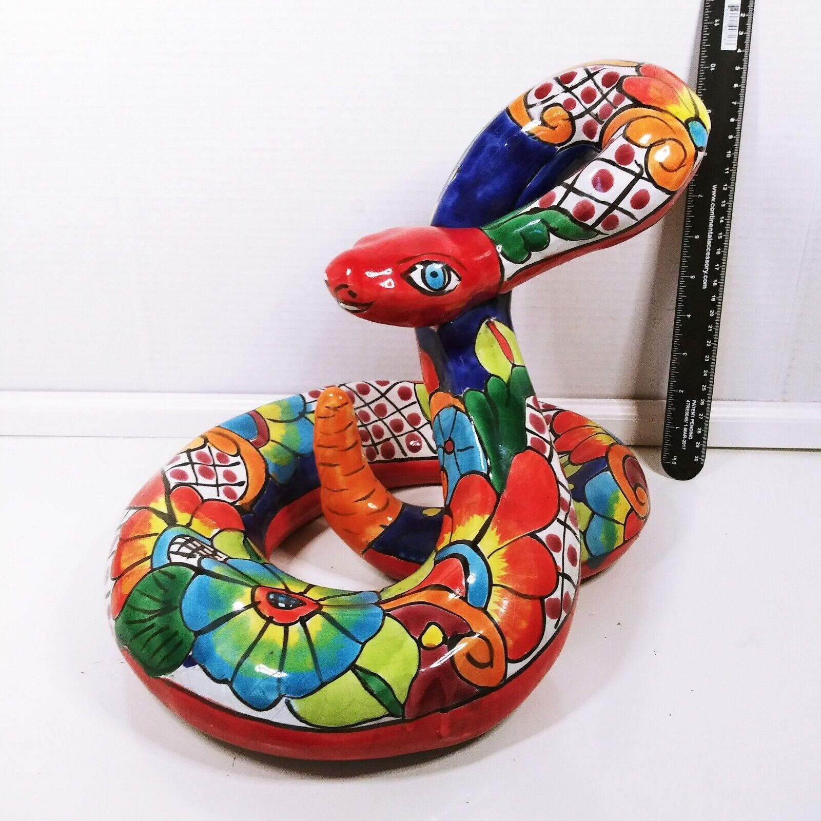 Talavera Snake Mexican Pottery Garden Art Animal Figure Large 13.5\