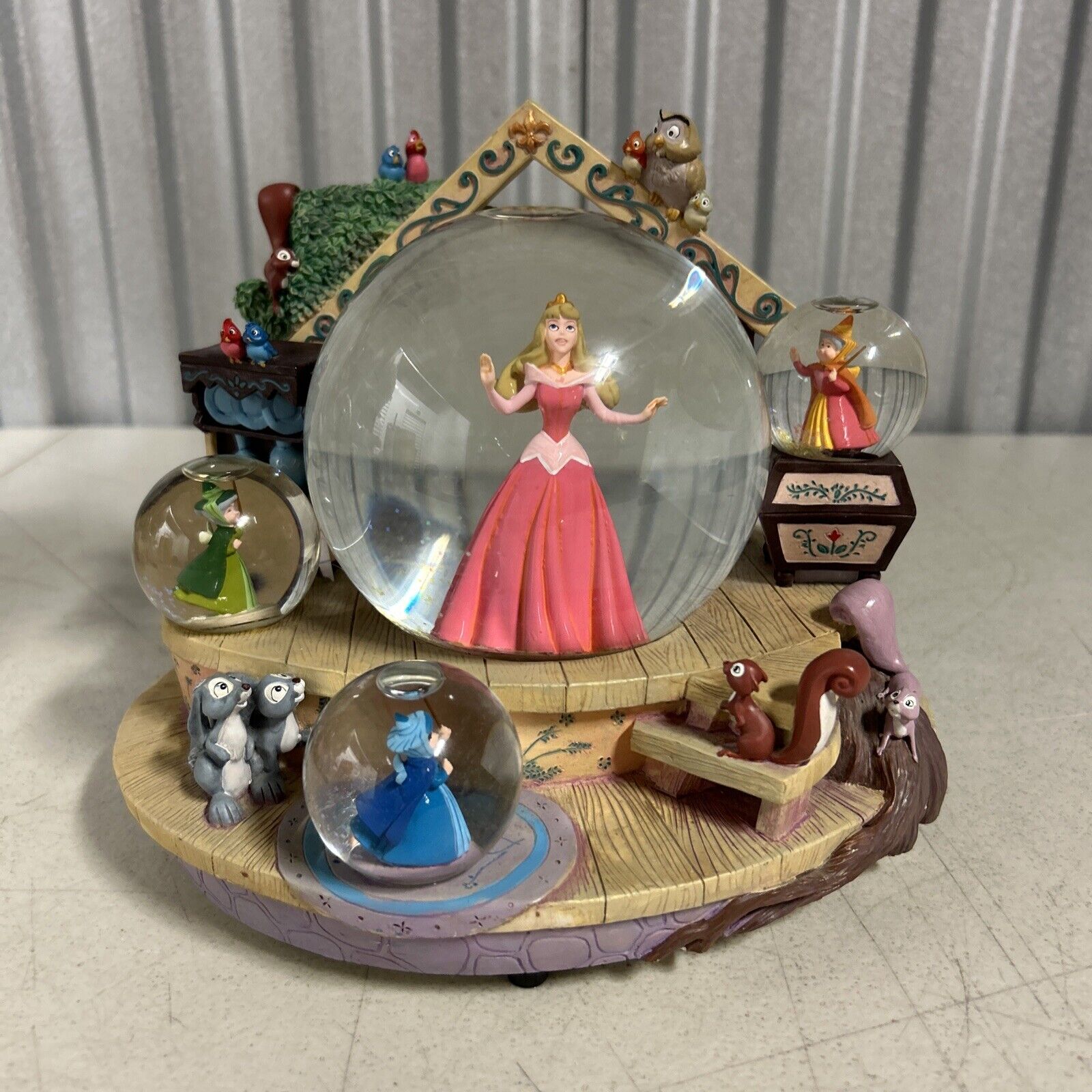 Disney Sleeping Beauty Musical Snow Globe Multi Globes Fairy Godmothers No Music