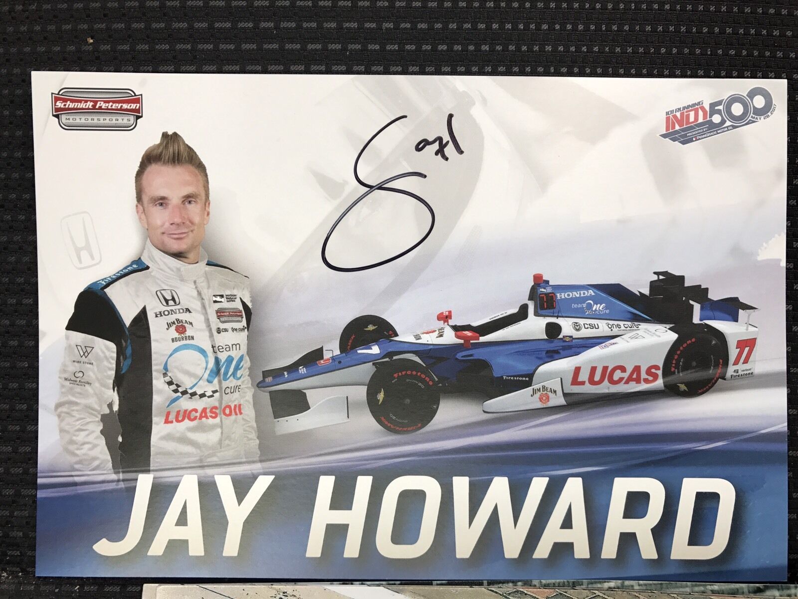Jay Howard Signed Indianapolis 500 Promo Card Indy Car 2017 Autographed