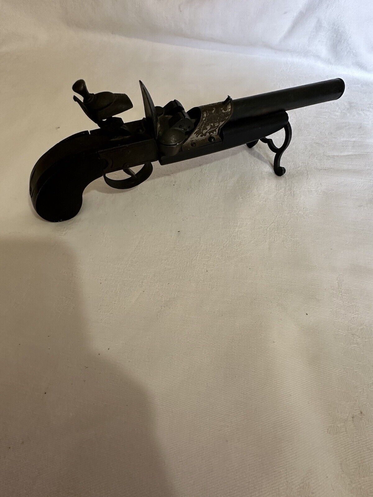 Vintage Tinder Flintlock Pistol Gun Table Lighter Working Condition 10in