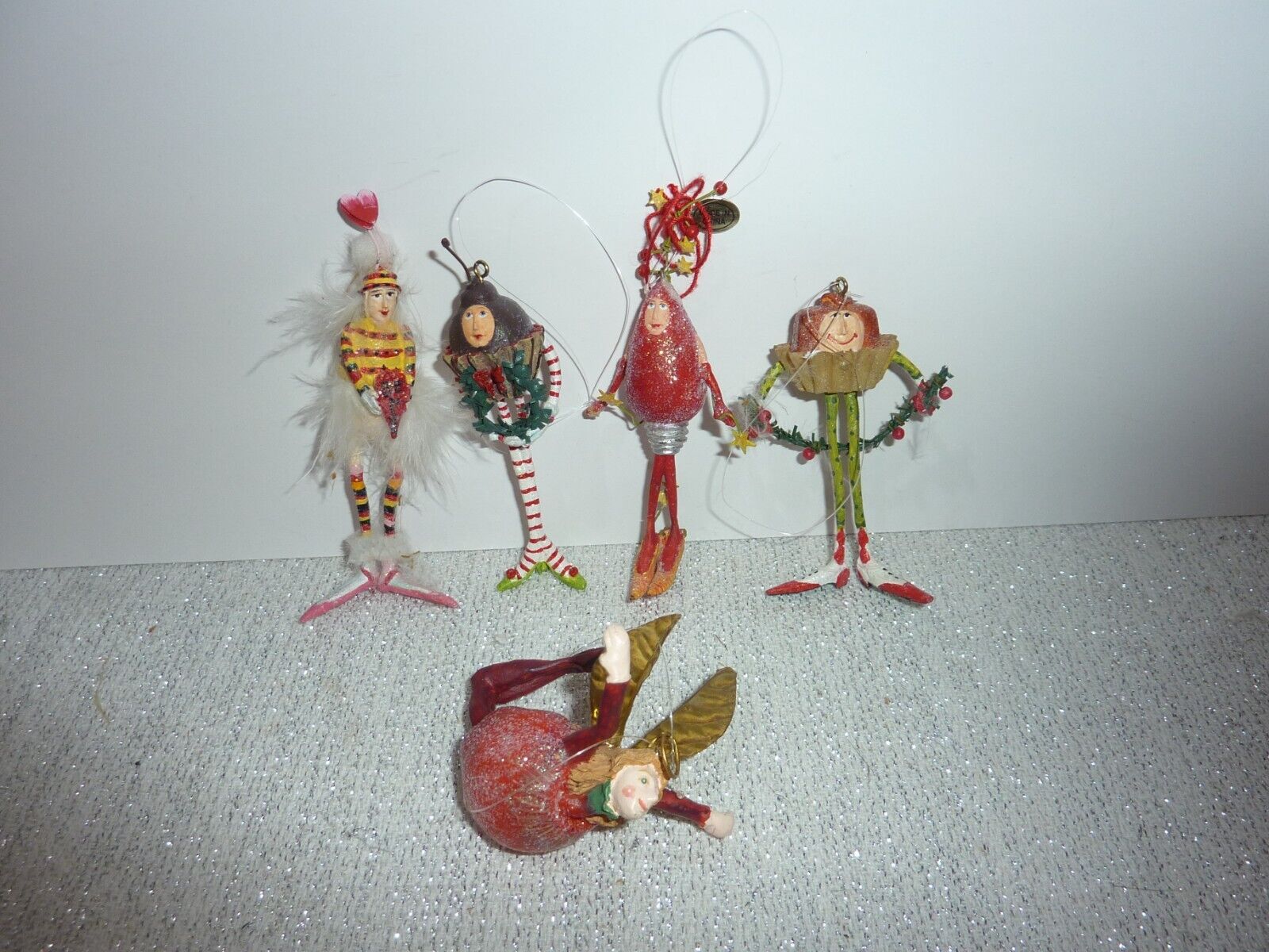 Lot of 5 Christmas Patience Brewster Krinkles Ornaments Candy and Tutti Frutti