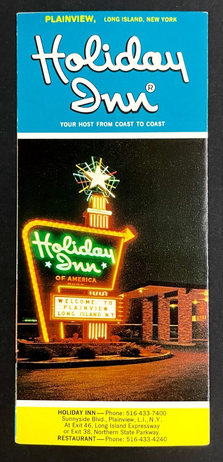 1960s Holiday Inn Plainview Long Island New York Vtg Hotel Travel Brochure NY