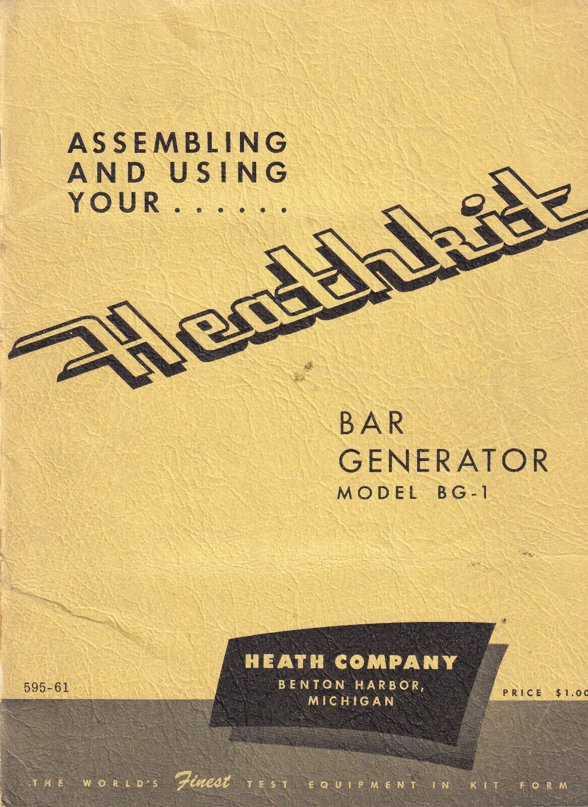 Heathkit BG-1 Bar Generator Original Assembly Manual 595-61