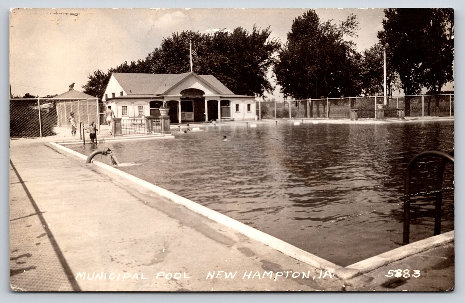New Hampton Iowa~Municipal Pool~Changing Bldg~1940s RPPC