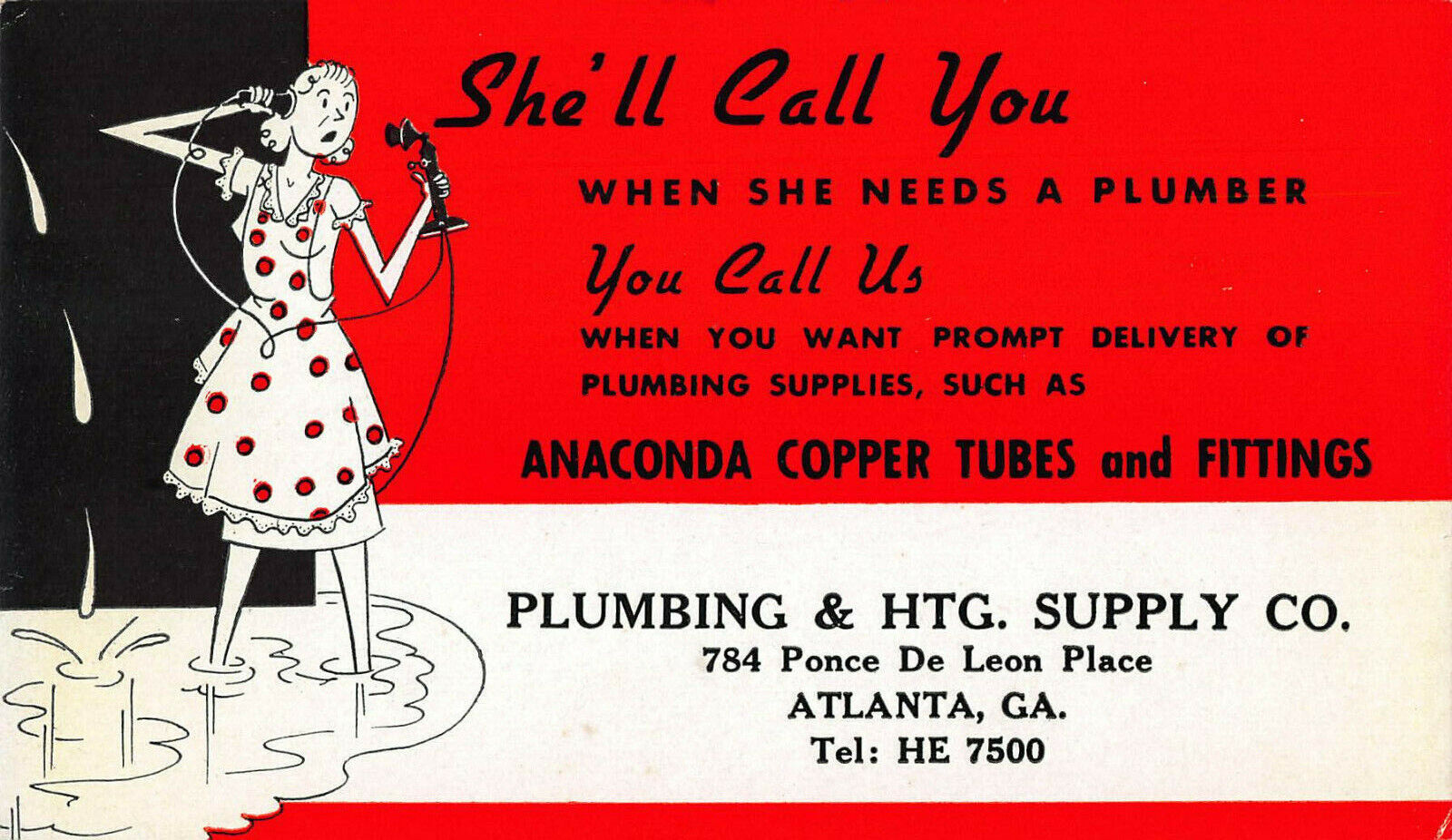 Anaconda Copper tubes and Fittings, Plumbing, Early Advertising Ink Blotter