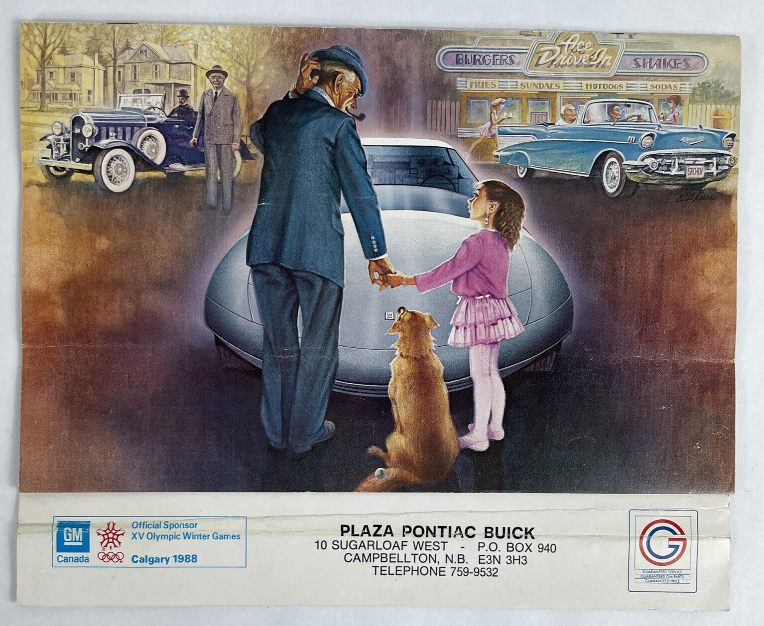 Vintage 1988 Wall Calendar, Classic Automotive Pop Art, Plaza Pontiac Buick