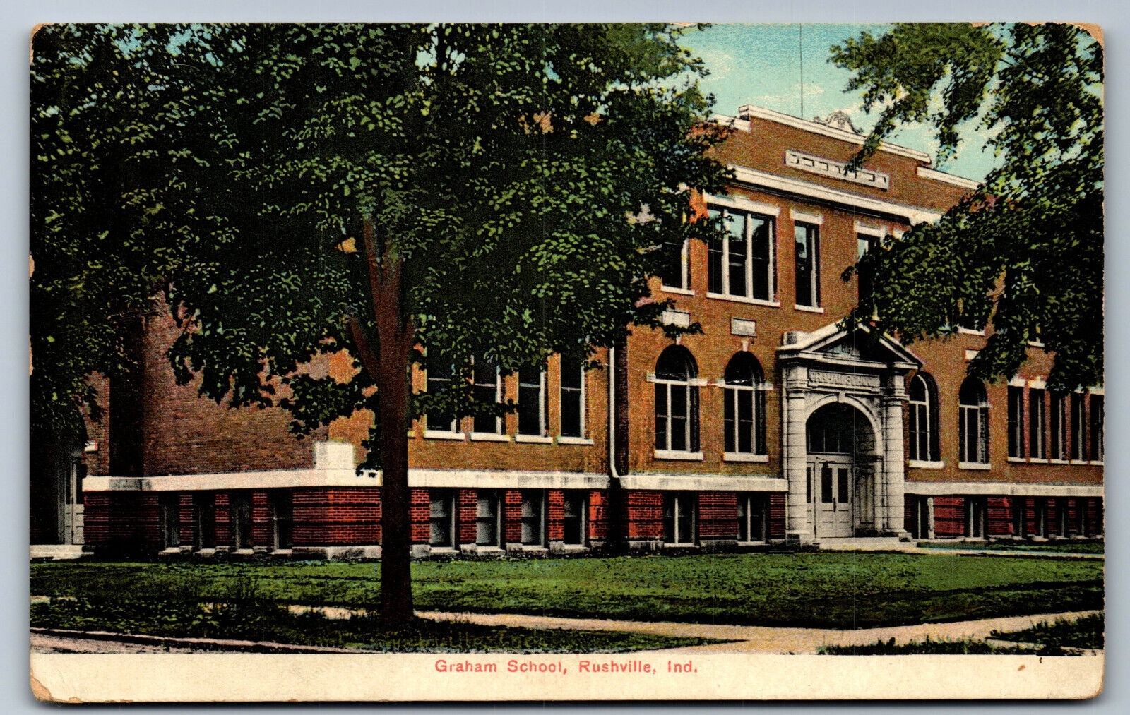 Postcard Indiana IN c.1900s Graham School Rushville Y7