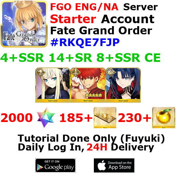 [ENG/NA][INST] FGO / Fate Grand Order Starter Account 4+SSR 180+Tix 2000+SQ #RKQ