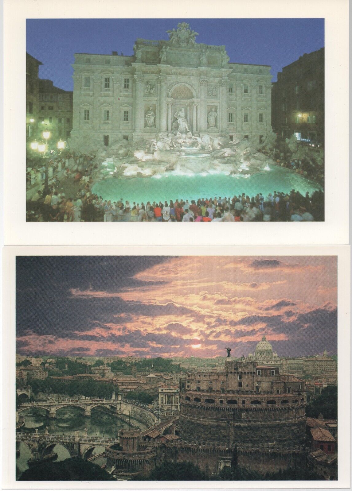 9 Postcards, Rome Italy, Art Excelsior Hotel, St Angelo's Bridge, Trevi Fountain