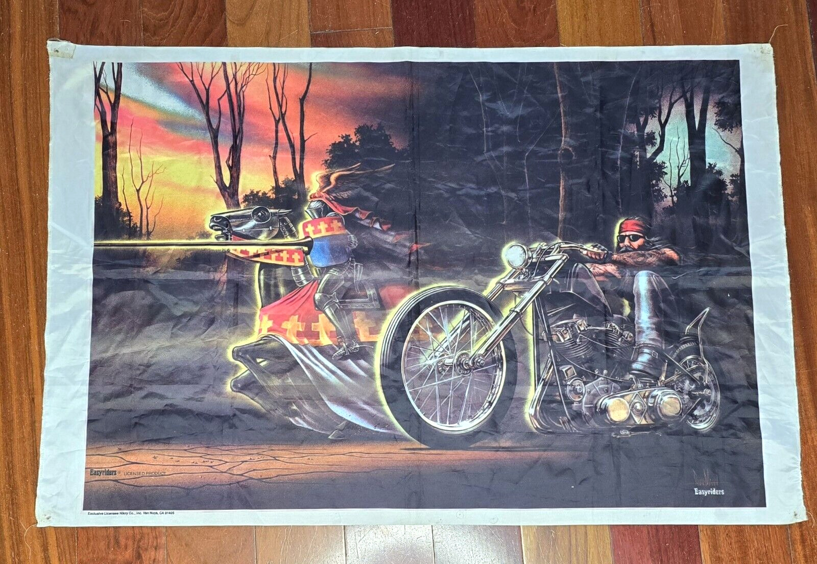 Vintage David Mann Easy Riders KNIGHT RIDER Motorcycle Biker Tapestry RARE