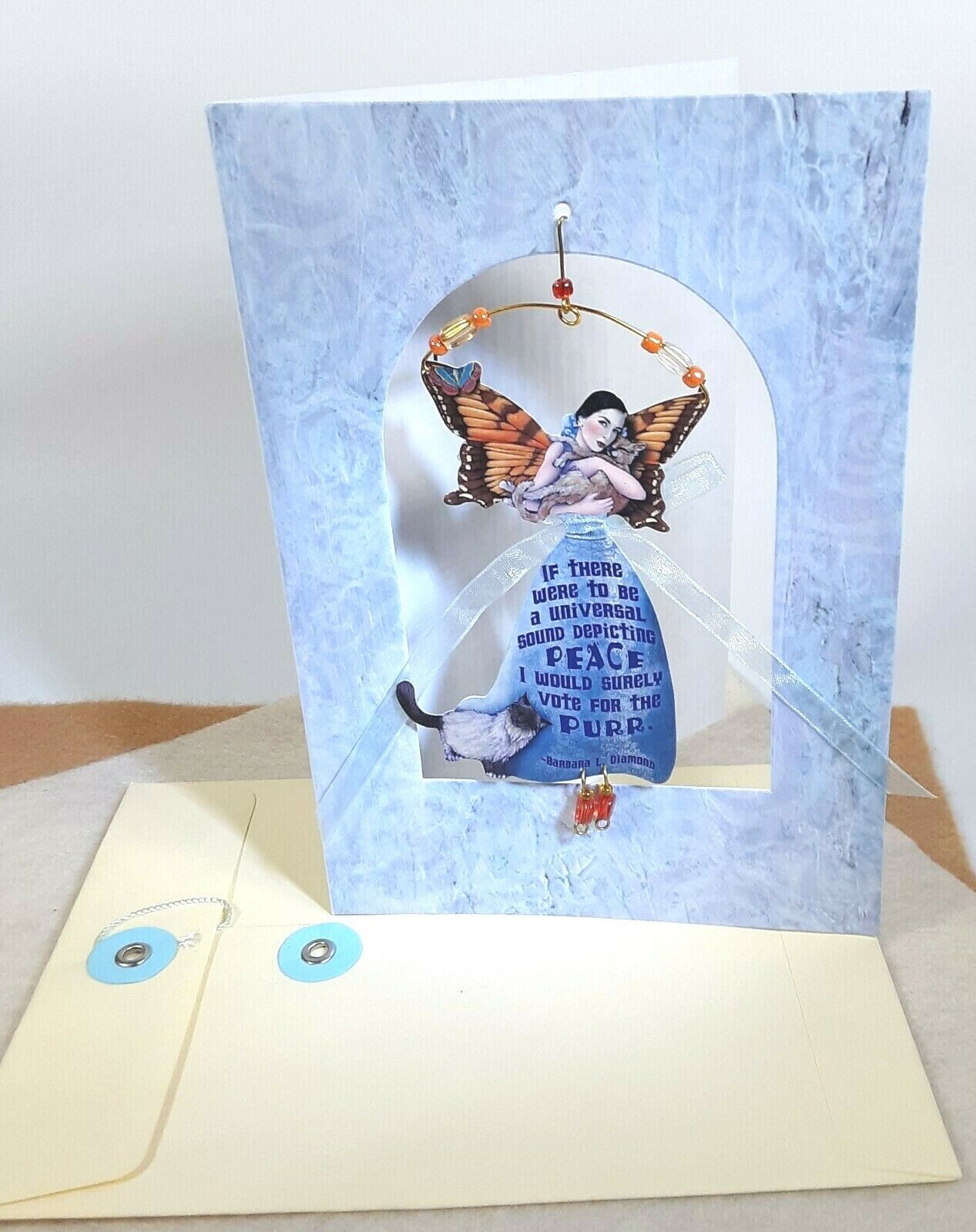 Laini’s Ladies  ORNAMENT CARD, Peace Cats Purr the Bohemian Collection