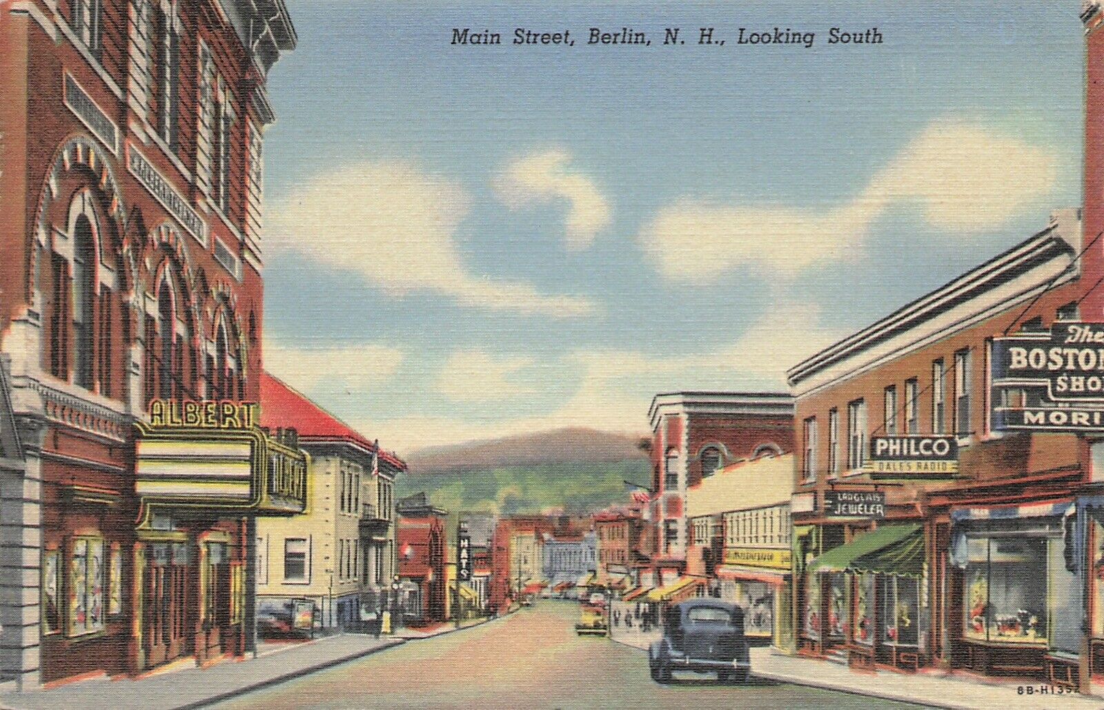 Main Street Looking North Berlin New Hampshire 1948 Curt Teich Linen Postcard