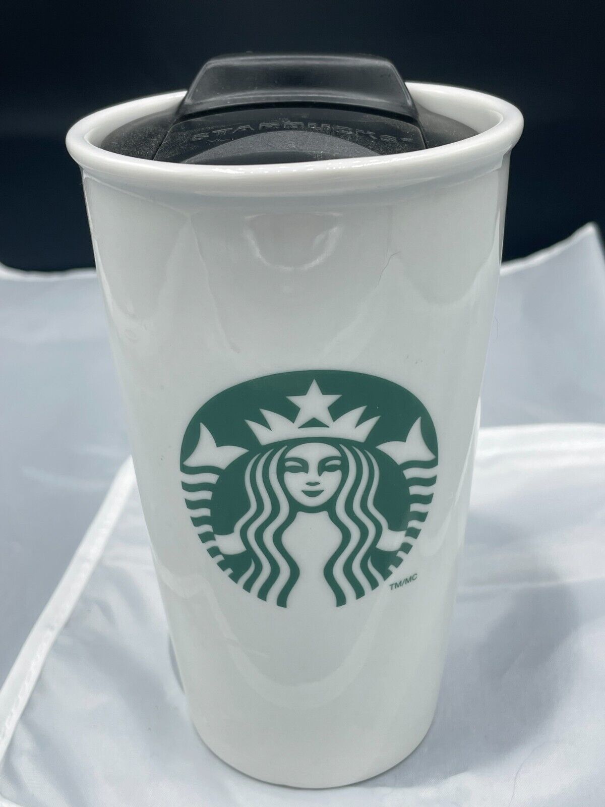 (937) Starbucks 12oz Ceramic Double Wall Coffee Travel Mug Tumbler Lid 2014
