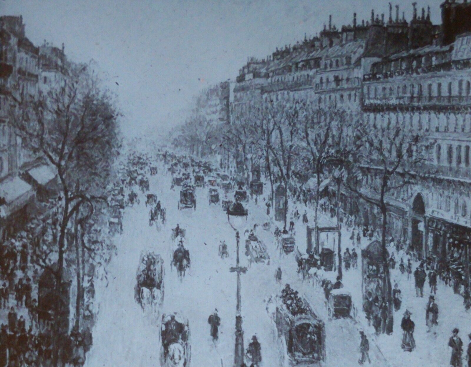 Boulevard Montmartre, Camille Pissarro. Magic Lantern Glass Art Slide