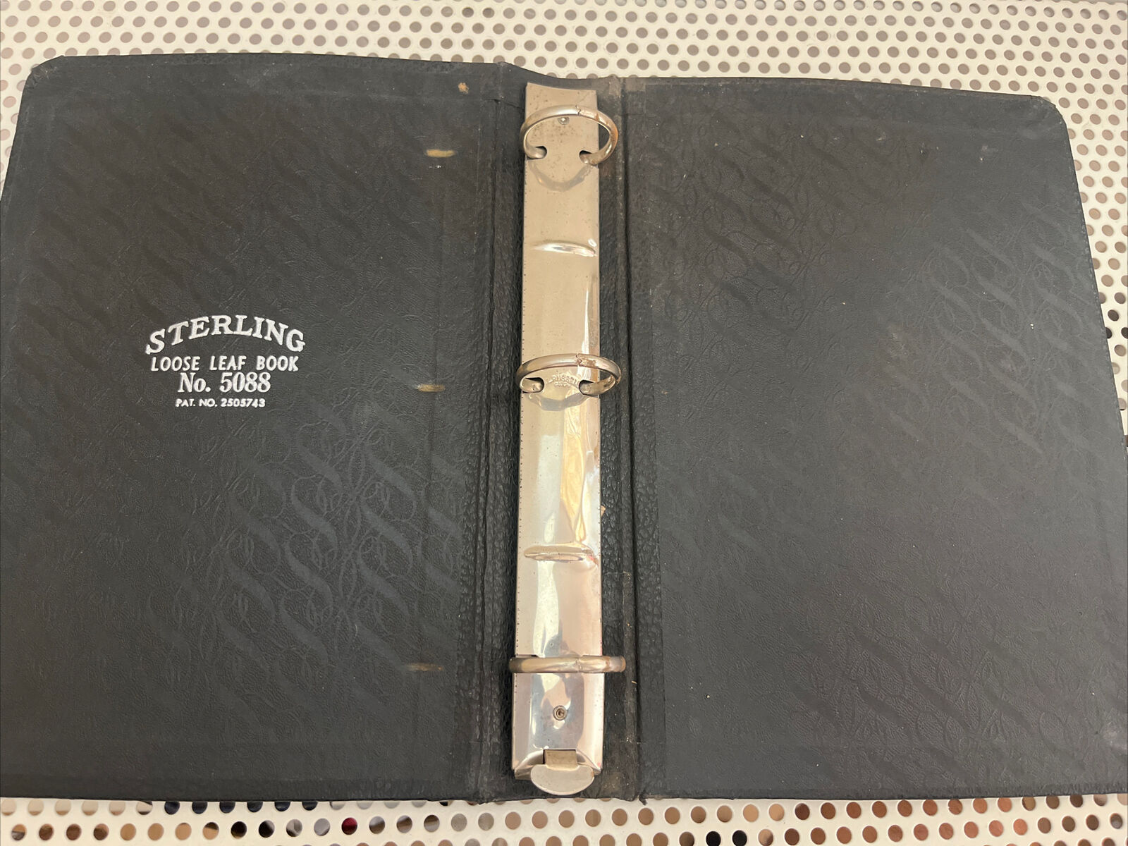 Sterling Antique Leather Loose Leaf Book 3 Ring Binder Leather Patent 1940’s