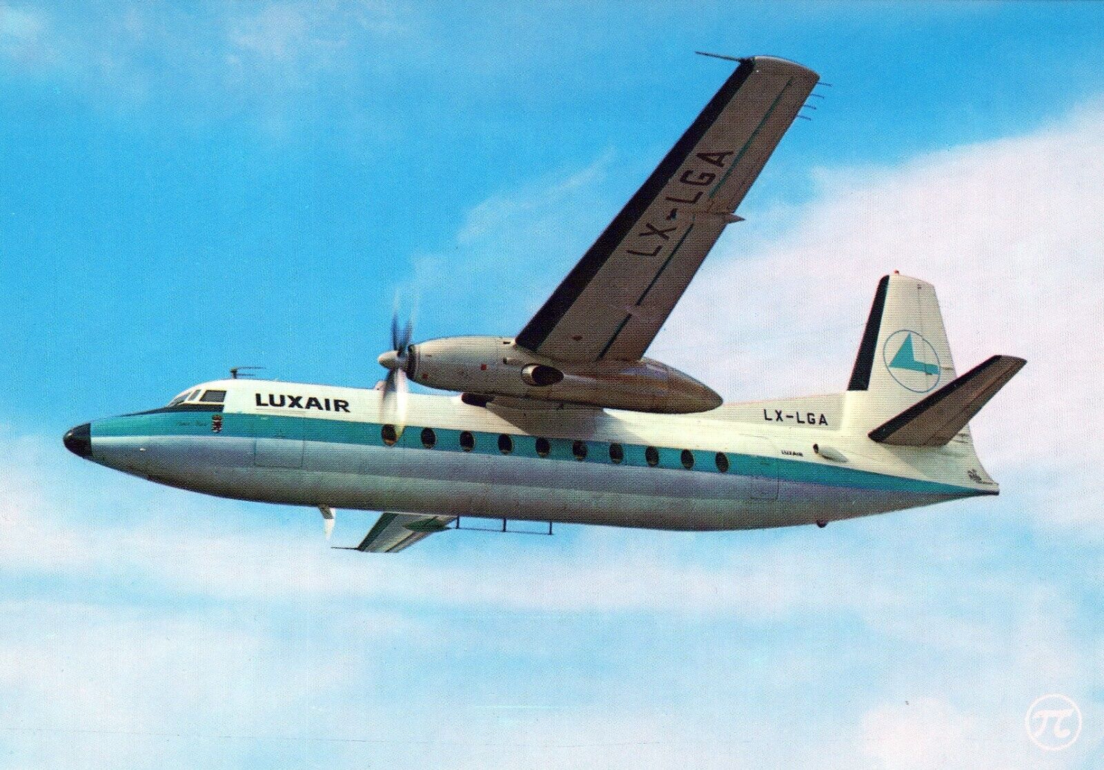 Luxair Airplane. Fokker Friendship F 27. Unposted Chrome 4x6 Postcard