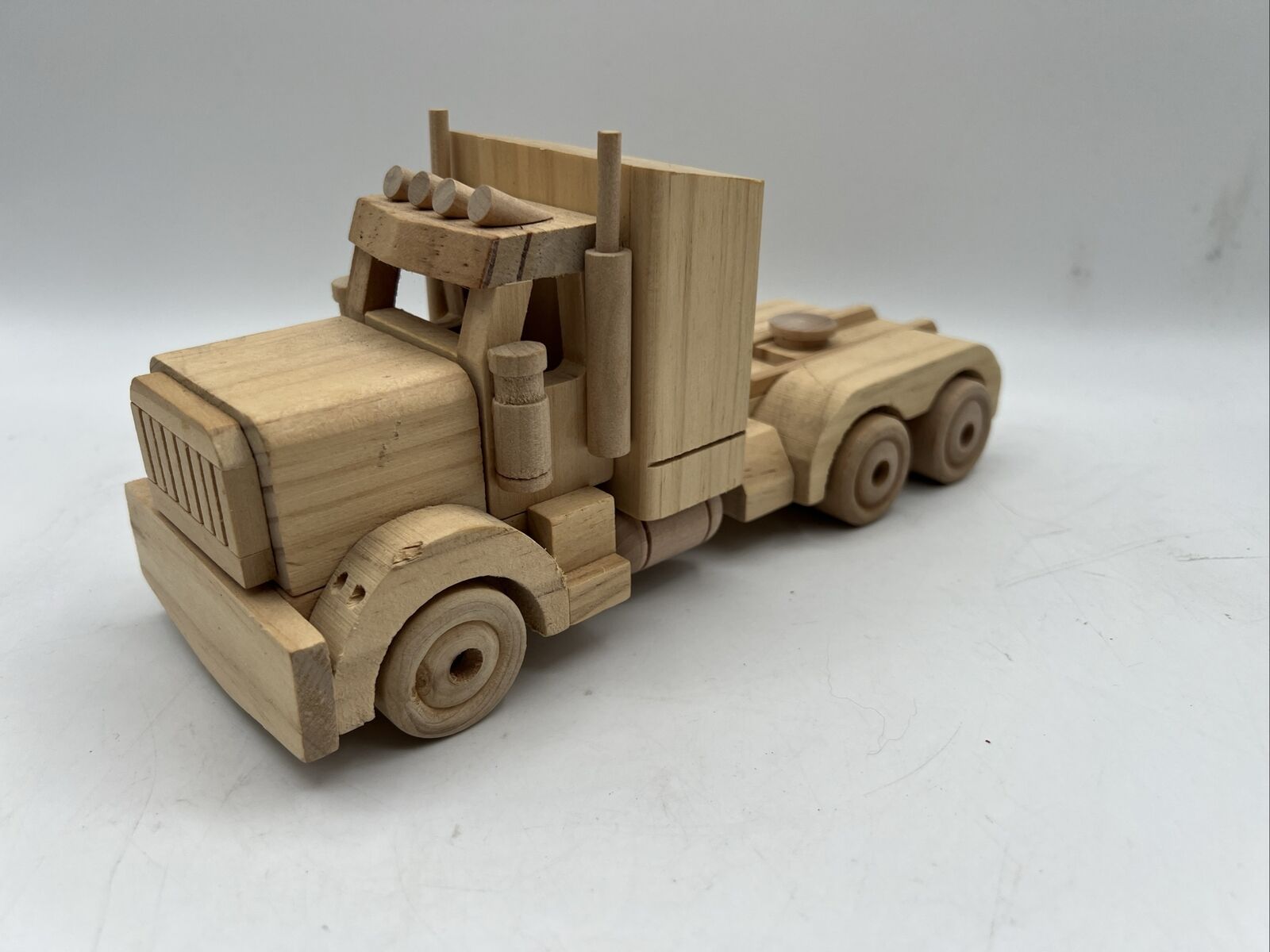 Handcrafted Wooden Semi Big Rig Truck Toy 10” Long