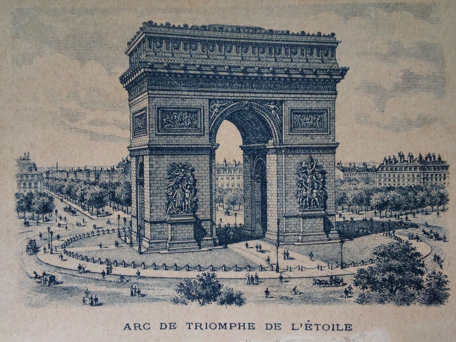 France Antique Postcard Early 1900s Rare Paris Arch de Triumph L\'Etoile Crowd 