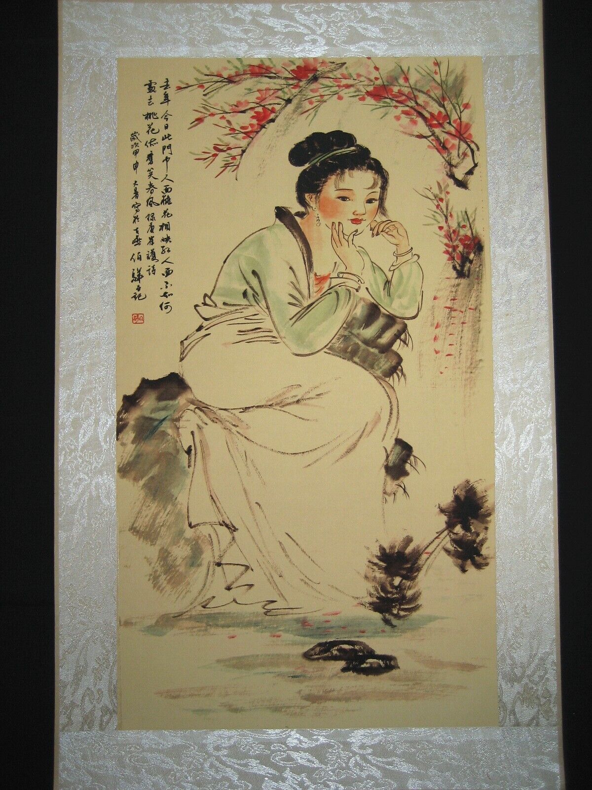 Old Antique Chinese painting scroll about Beauty Rice paper by Bai Bohua白伯骅