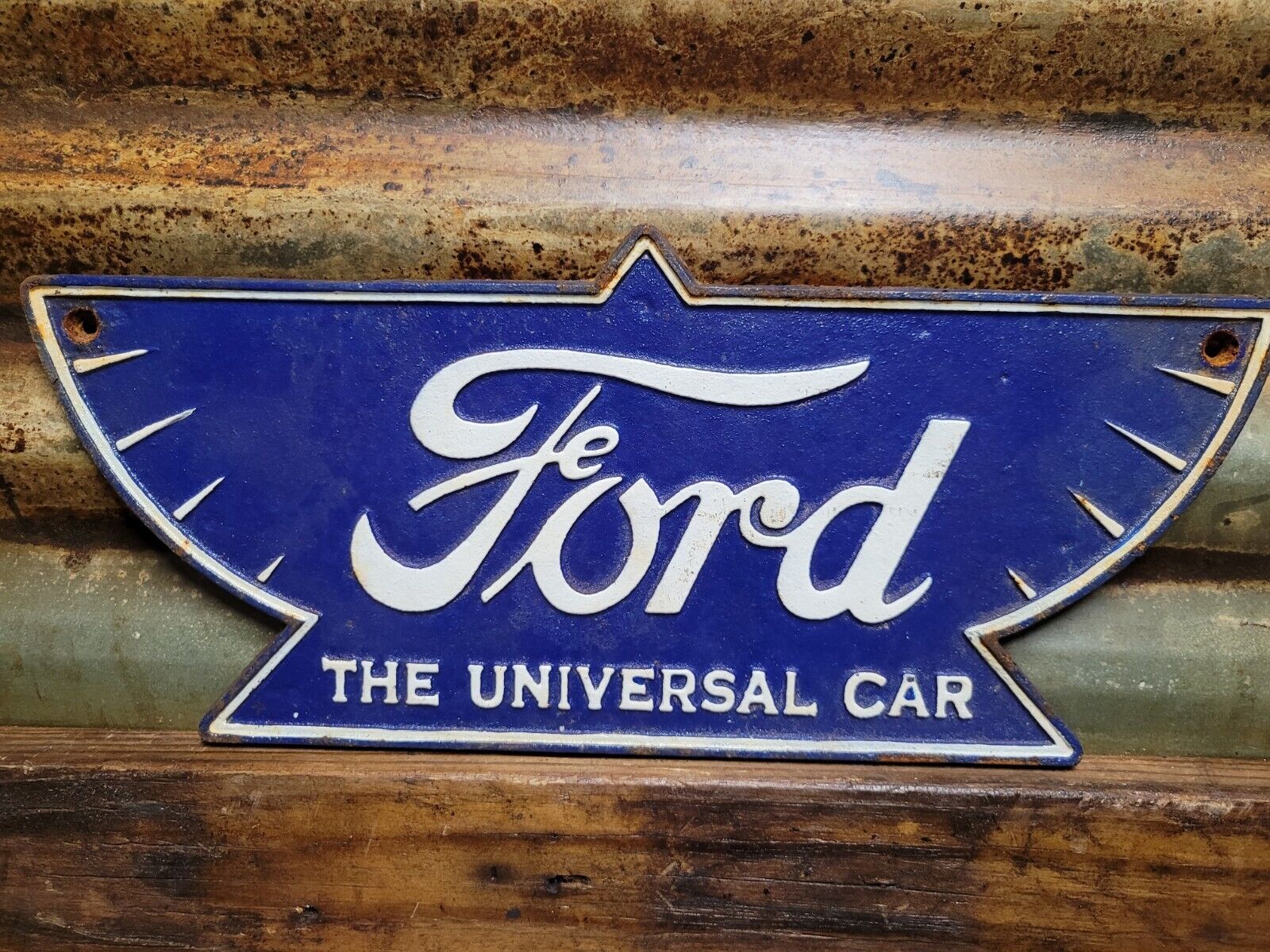 VINTAGE FORD SIGN CAST IRON OLD AUTOMOBILE DEALER TRUCK CAR PLAQUE USED AUTO 15