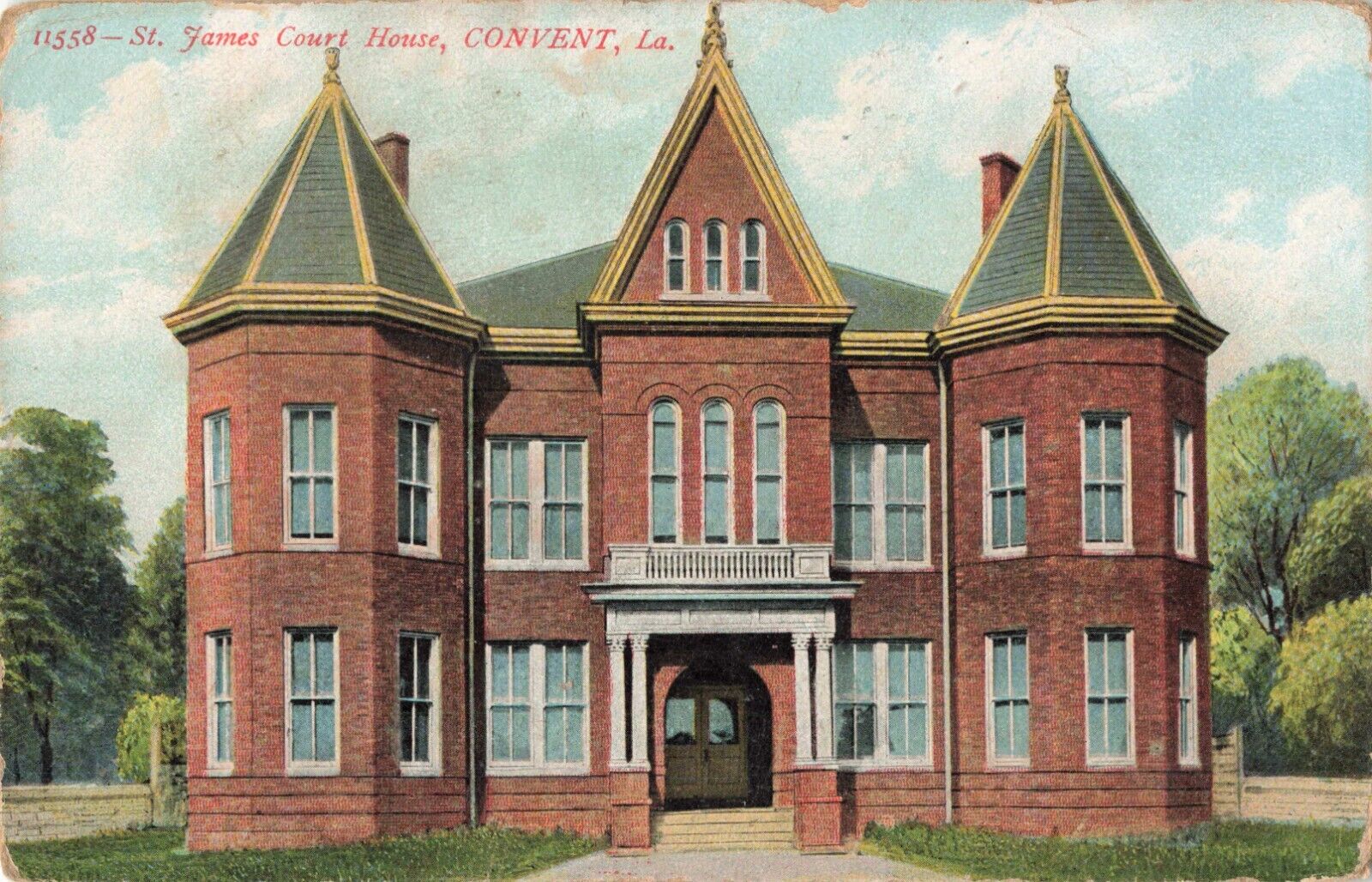 Court House, Convent, St. James Parish, Louisiana LA - 1912 Vintage Postcard