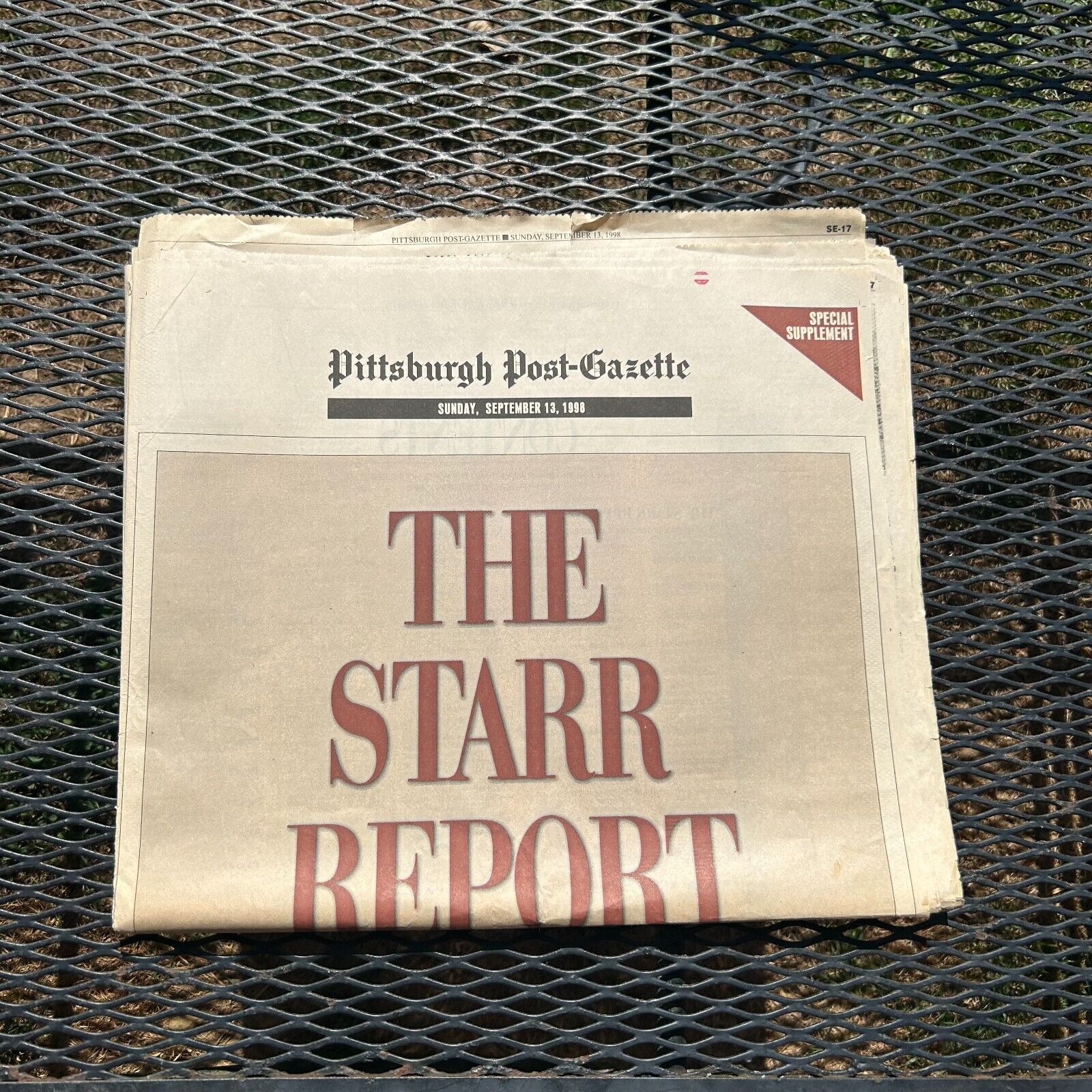 Vintage Pittsburgh Post Gazette The Starr Report Newspaper September 13, 1998