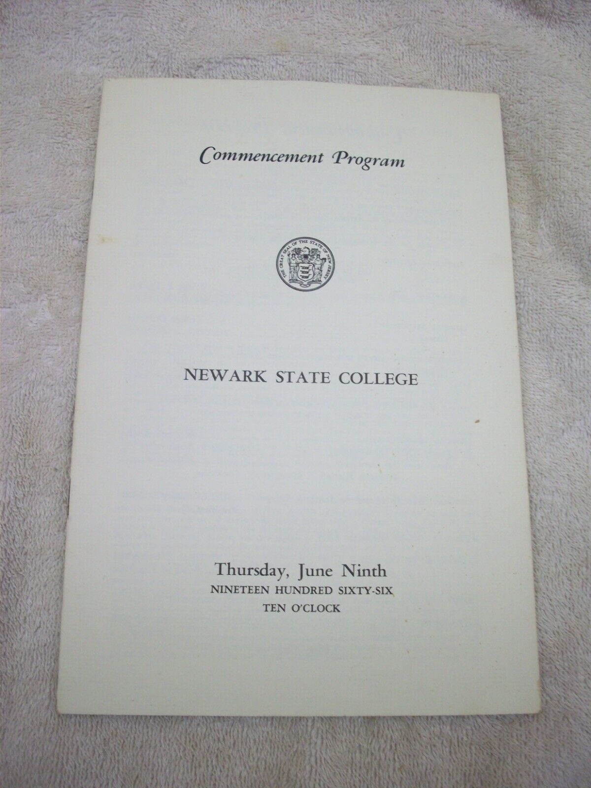 1966 Newark State College Commencement Program