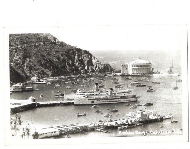 c1940s Avalon Bay Catalina Island California CA Ships RPPC Real Photo Postcard