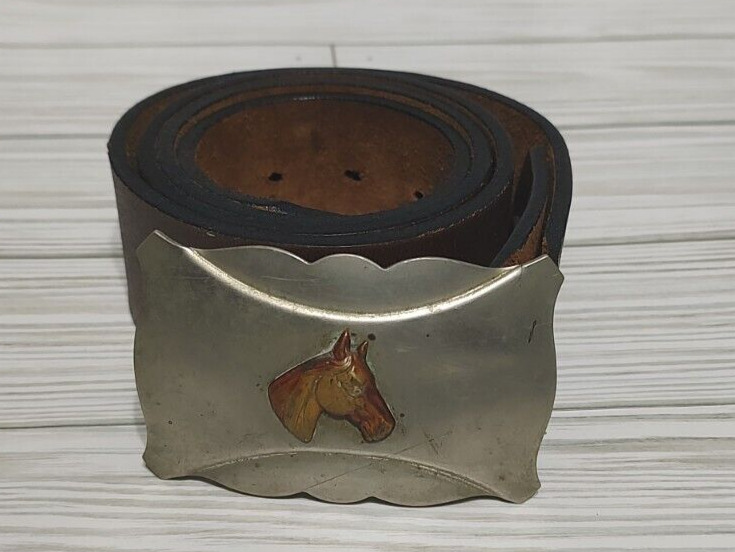 Trail Western Cowboy Lyntone Nickel Silver Vintage Belt Buckle Size 38 Oklahoma
