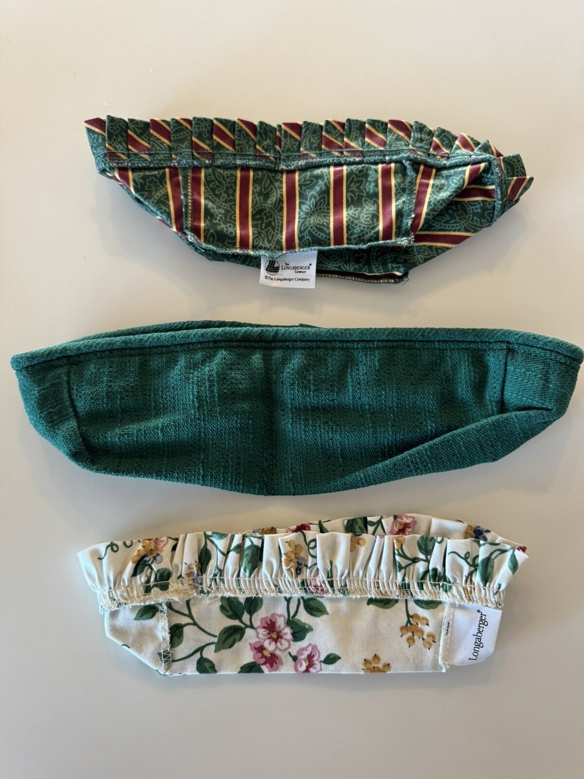 Lot Of 3 Longaberger Basket Liners, IVY Cracker, Parsley And Small Berry EUC