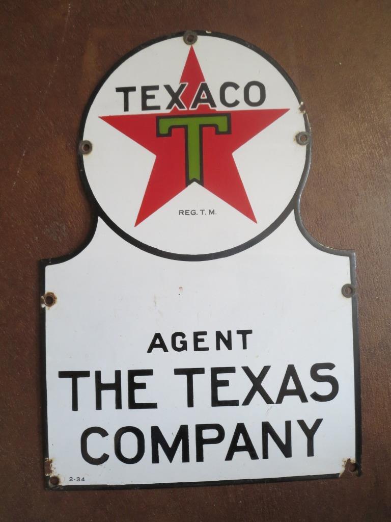 1934 Texaco Keyhole Authenticated Porcelain Tanker Truck Sign (#900-596)