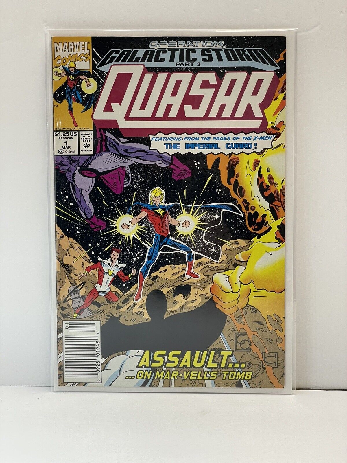 Quasar # 32    Misprint cover # 1   (Marvel 1992)   NEWSSTAND VARIANT