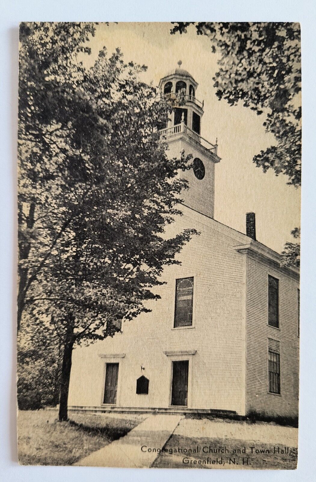 Greenfield NH New Hampshire Congregational Church & Town Hall 1950 Postcard A6