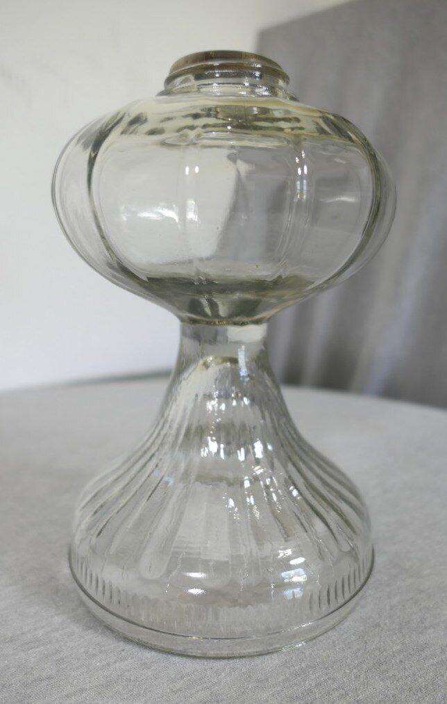 Antique Vintage Clear Glass & Brass Kerosene Oil Lamp Lantern Base 9.75\