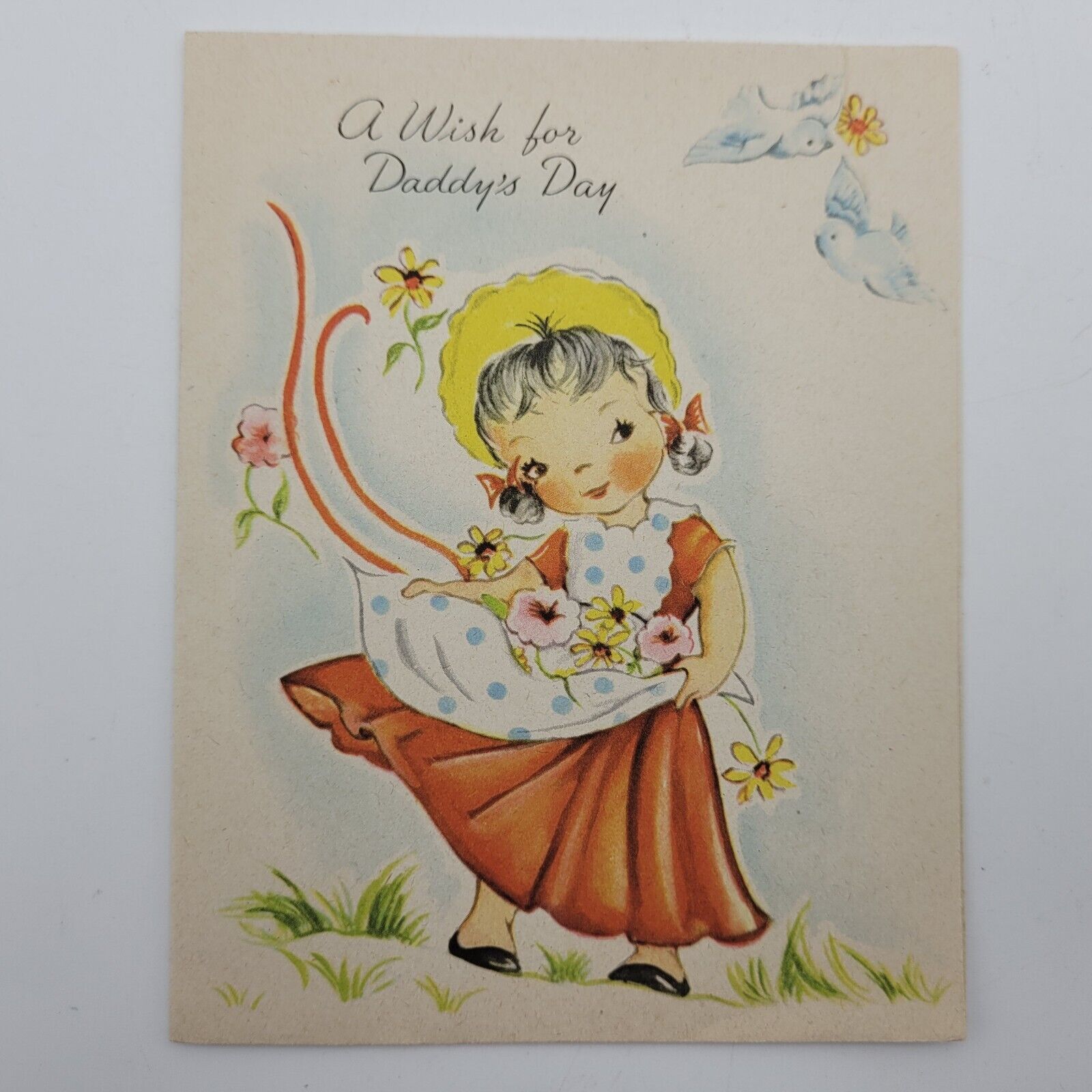 Vintage Father's Day Card 1950s 1940s Daddy from Daughter Nicest Man Bonnet