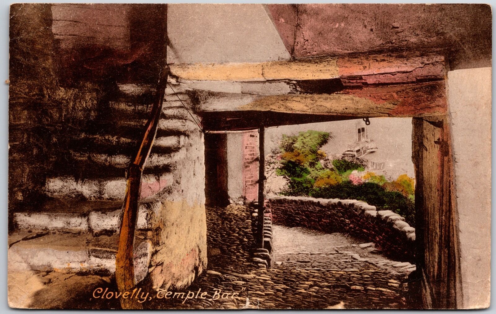 1945 Clovelly Temple Bar Ported Old Bedford United Kingdom Posted Postcard