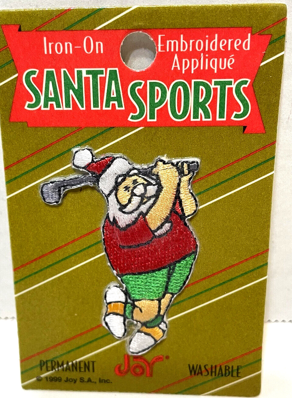 Vintage Jay Permanent 1999 Iron On Santa Sports Applique Golf New Old Stock Seal