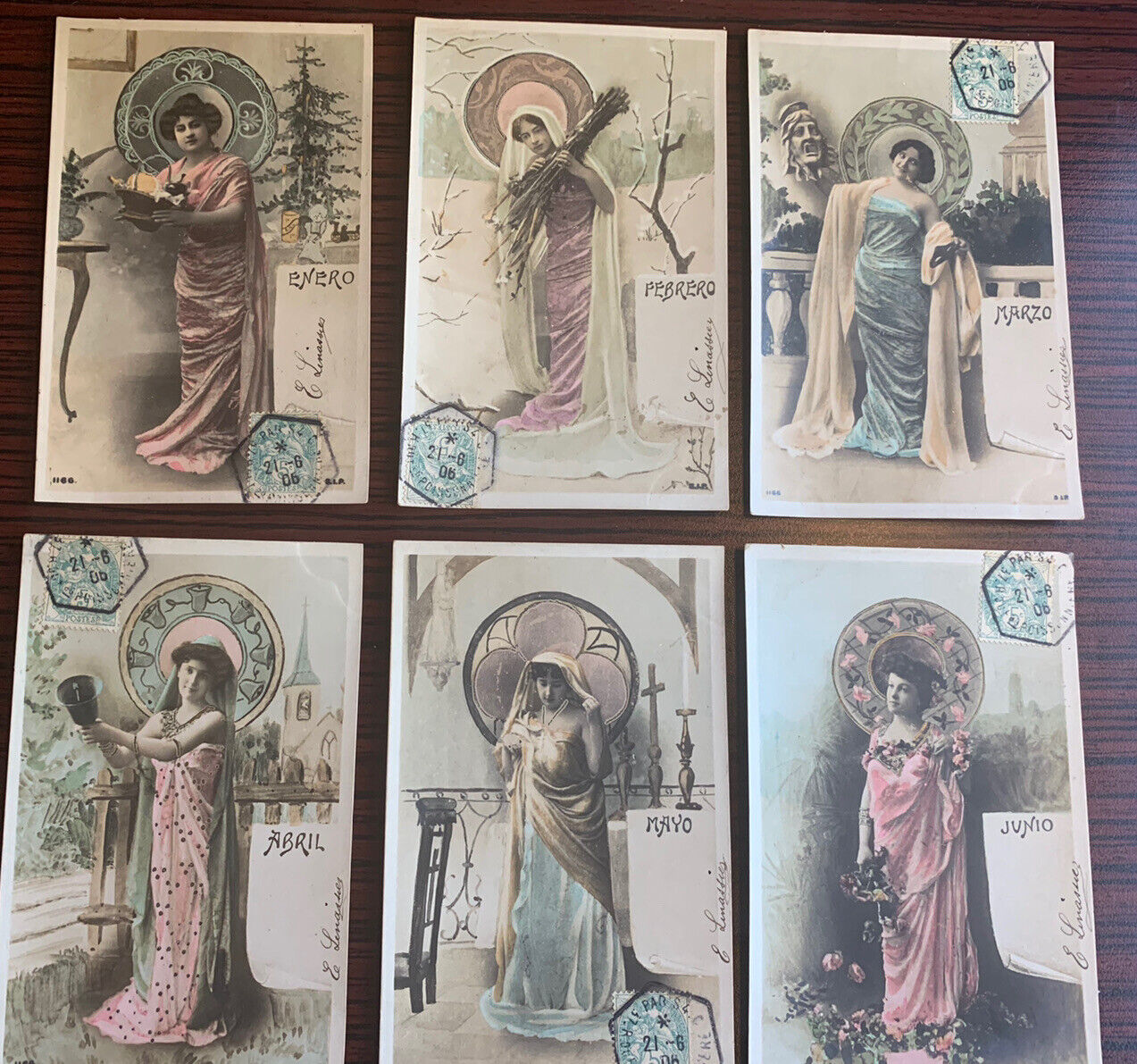 12 CPA.ART NOUVEAU.MONTHS OF THE YEAR. COMPLETE SERIES.