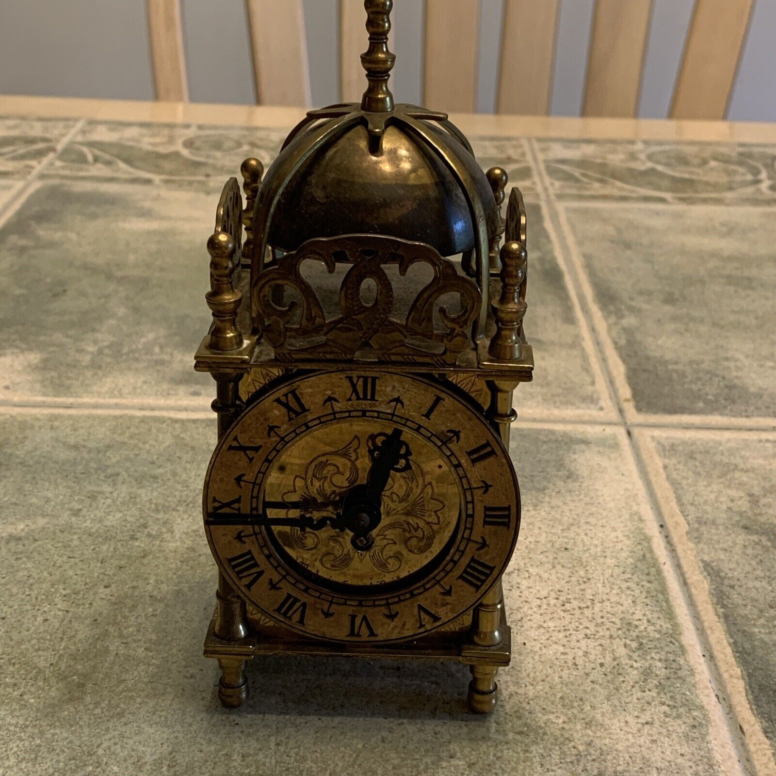 Vintage  Smiths Mechanical Lantern Clock  Made In Great Britian Untested No Key