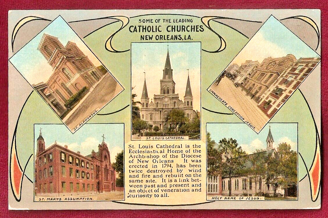 Catholic Churches 1918 Multi View Postcard New Orleans Louisiana La