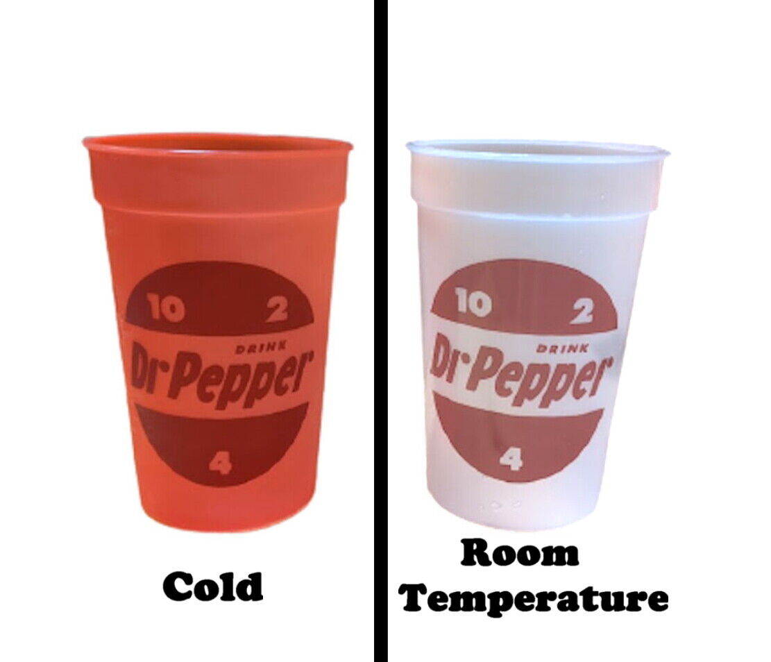 Set of 4 promo color changing Doctor Dr. Pepper 17 ounce Mood Cups 10 4 2 retro