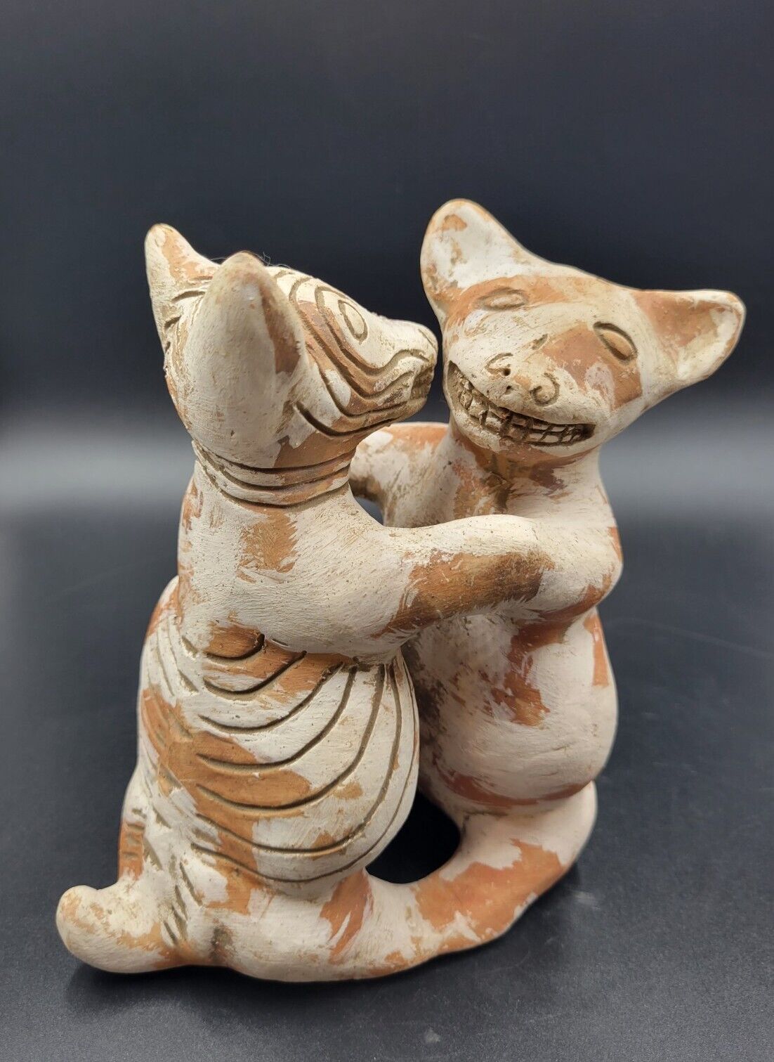 Vintage Dancing Dogs of Colima Pre-Columbian Style Pottery Figurine 