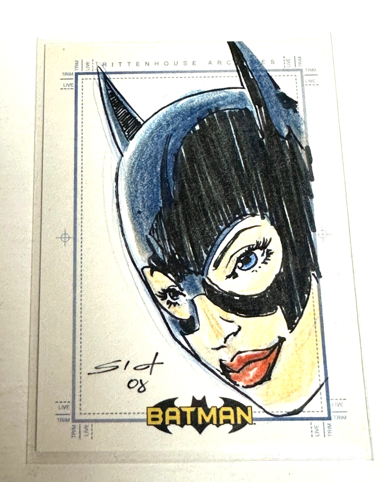 2008 Batman Archives Original Art Color Sketch Card Cat Woman by Sict