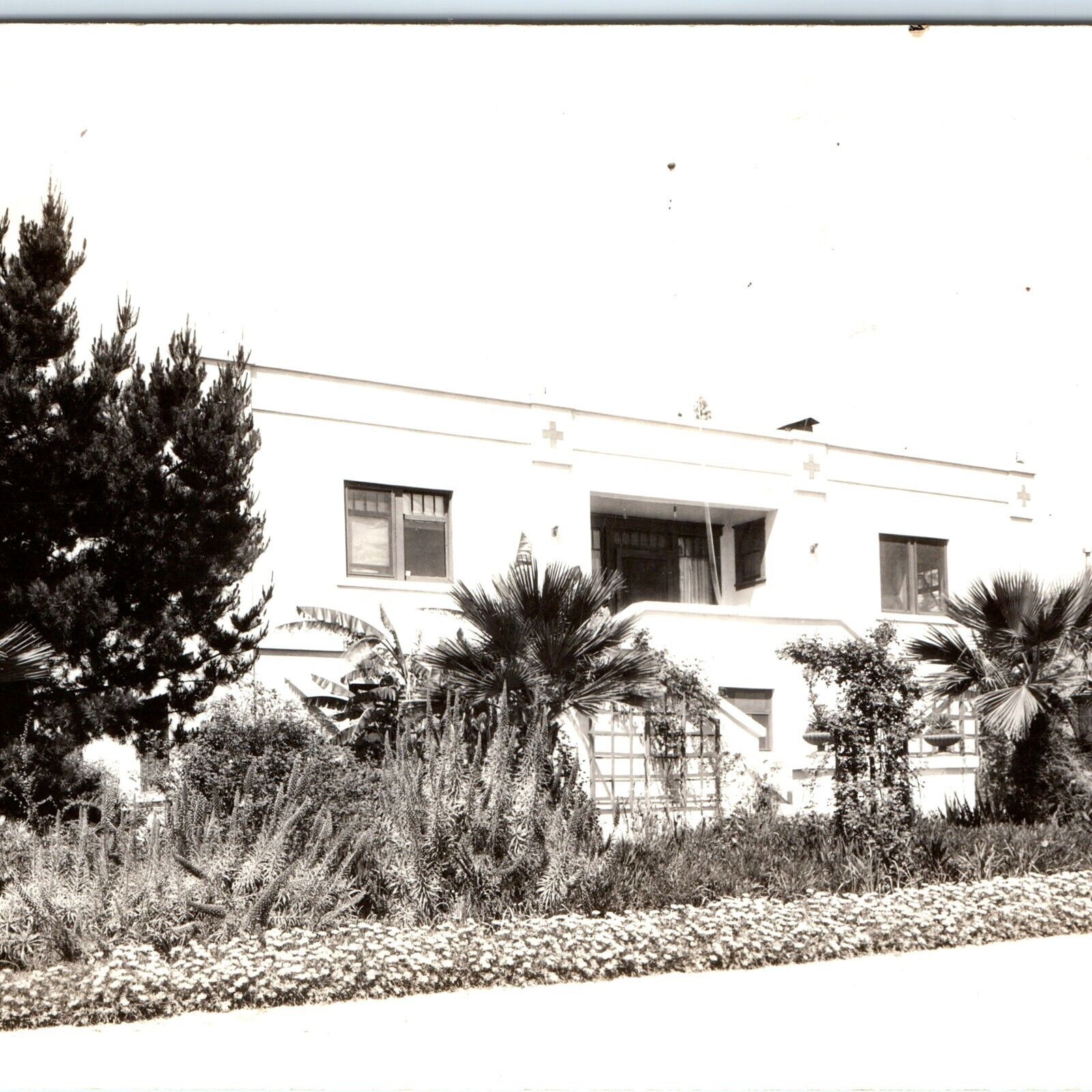 c1930s California Hospital? RPPC Unknown Building Red Cross Real Photo PC A120