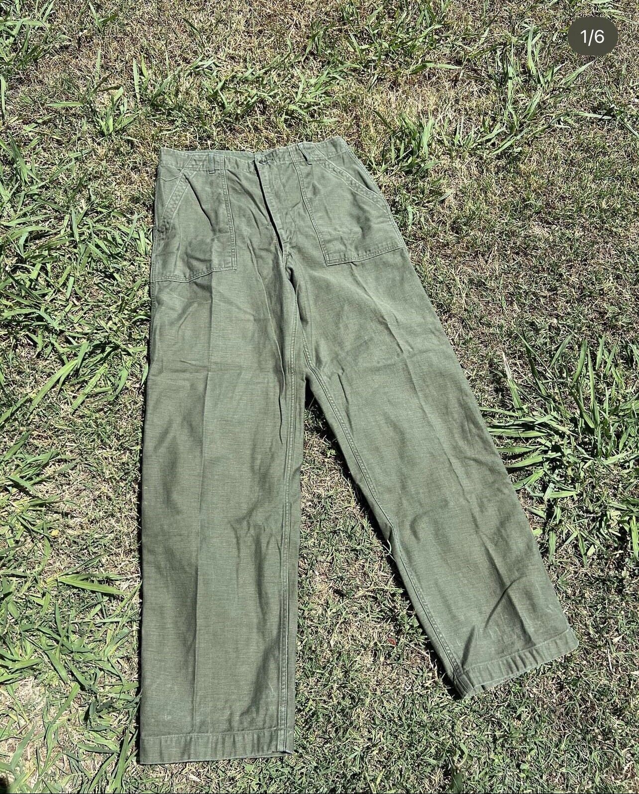 Vintage OG 107 Fatigue Trousers Military Pants 1960s Dark Green 36 X 35