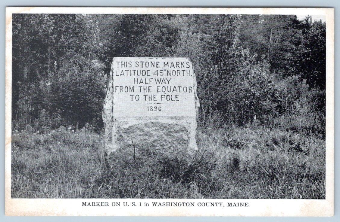 Pre-1907 WASHINGTON COUNTY PERRY & CALAIS MAINE 45th PARALLEL MARKER POSTCARD